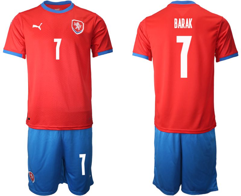 Men 2020-2021 European Cup Czech Republic home red #7 Soccer Jersey-0
